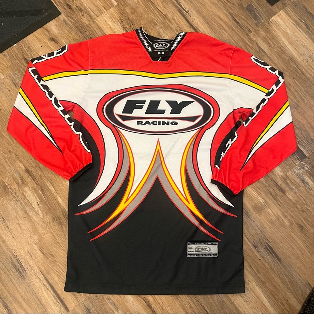 Mens fly racing big logo long sleeve motocross race jersey sz S red black